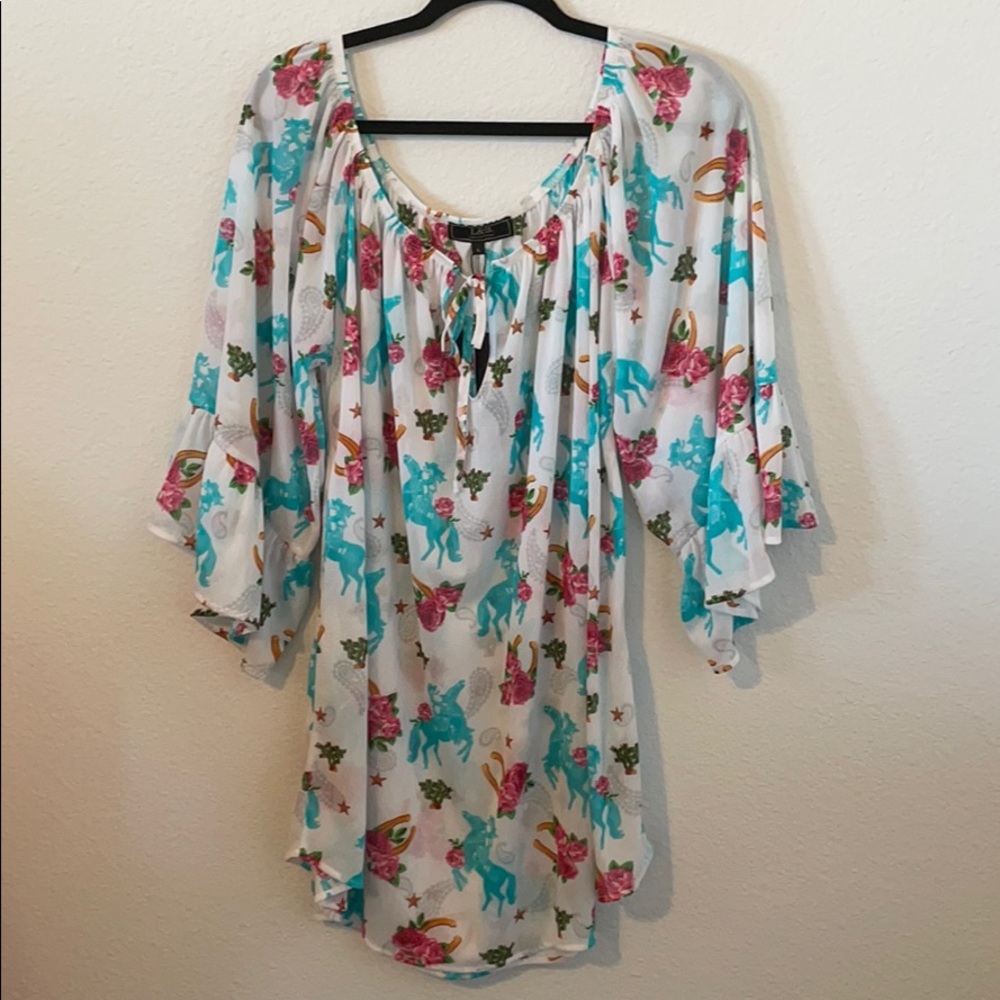 Lucky & Blessed Tunic Dress Cowgirl Print (Large)